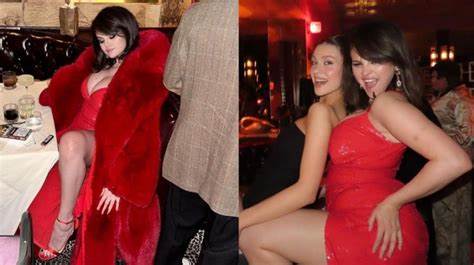 Selena Gómez hace que un minivestido rojo se vea elegante con stilettos y medias