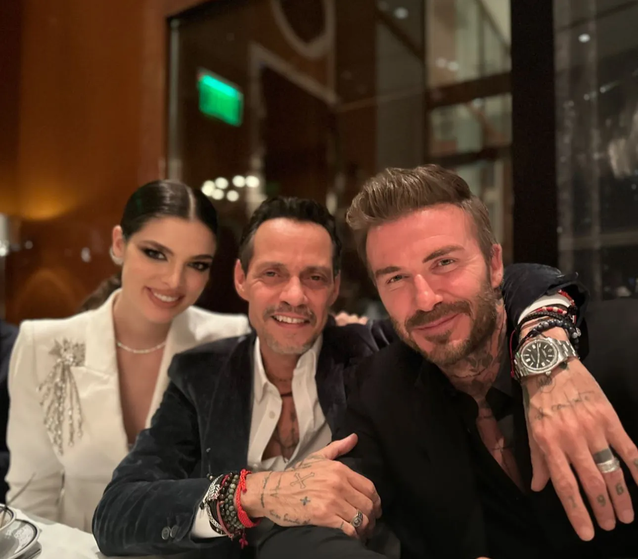¡Encuentro de lujo! Marc Anthony, Nadia Ferreira y David Beckham juntos en un día histórico